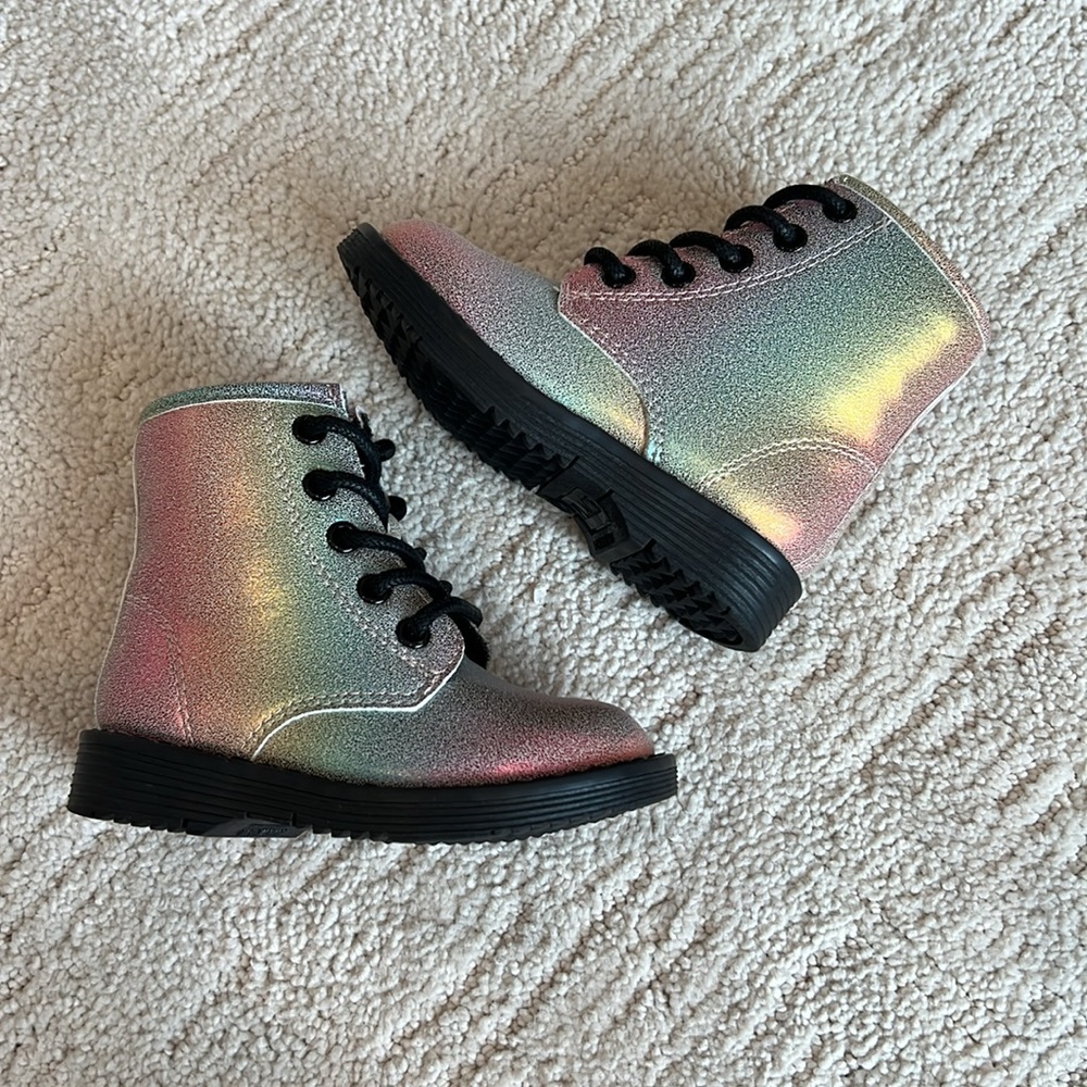 Toddler girls rainbow lace up moto boots - Picture 6 of 10